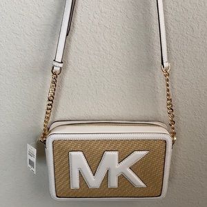BOGO Michael Kors purse white with gold straps
